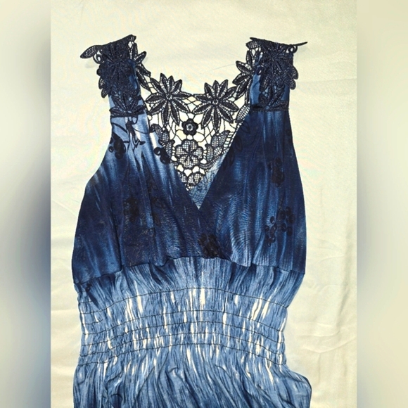 Blue and White Bohemian Maxi Sun Dress! - Picture 4 of 5